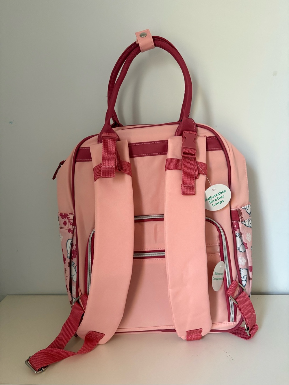 Winnie the Pooh Disney Baby Multi-Piece Diaper Bag Baby Bag Set Pink Leaves NWT - Picture 5 of 15